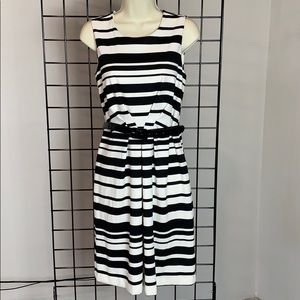 ANN TAYLOR Petite Black / White Strapless Dress